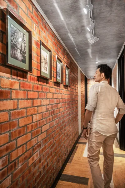Exposed brick design by Jeff Tan, Urban Hotel